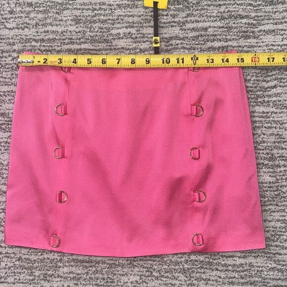 NWT Dundas Women's Pink Bambi Lace-Up Satin Mini Skirt Size IT40 US4 - Picture 8 of 15